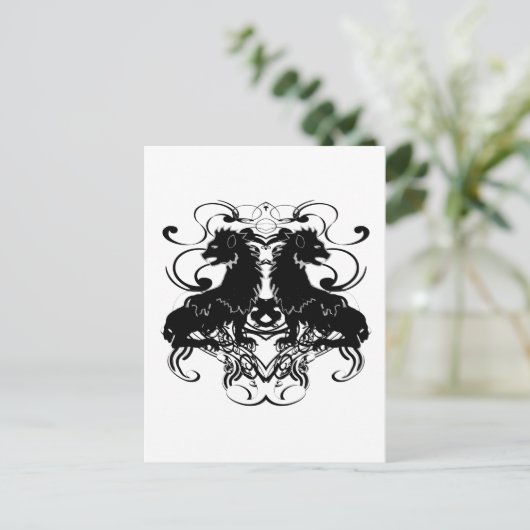 渦巻き型ヴィンテージライオンの精巧 ポストカード (スタンド正面)