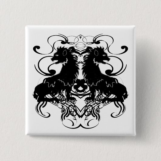 渦巻き型ヴィンテージライオンの精巧 缶バッジ (正面)