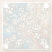 渦巻き奇妙なアブストラタクトカニネの犬のポープリント ガラスコースター (裏面)