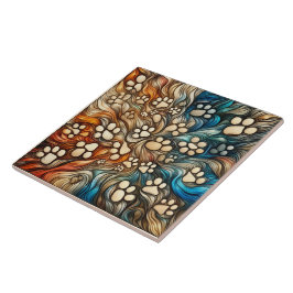 渦巻き奇妙なアブストラタクトカニネの犬のポープリント タイル