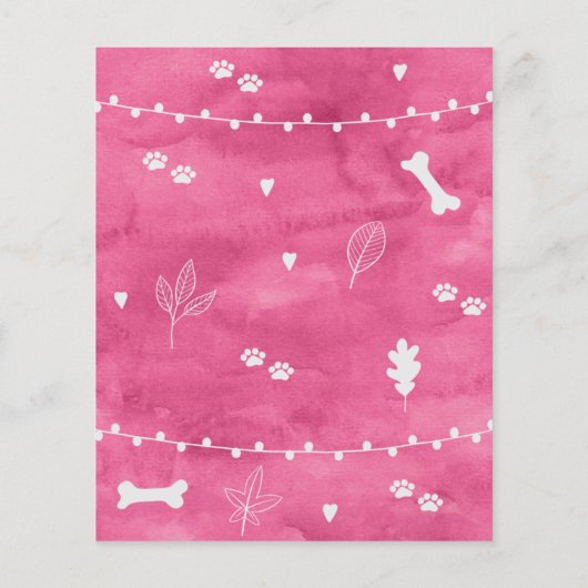 渦巻き形とバナーのある可愛らしいピンクのドッグウォーカーチラシ チラシ (裏面)