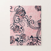 渦巻き形と花 ジグソーパズル (縦)