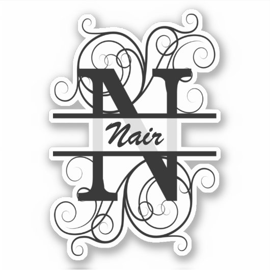 渦巻き形モノグラム文字；あなたの名前の宇宙 シール (正面)