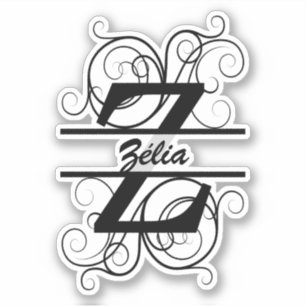 渦巻き形モノグラム文字；あなたの名前の宇宙 シール