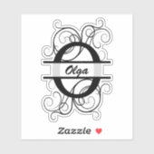 渦巻き形モノグラム文字；あなたの名前の宇宙 シール (シート)