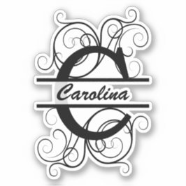 渦巻き形モノグラム文字；あなたの名前の宇宙 シール