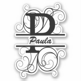 渦巻き形モノグラム文字；あなたの名前の宇宙 シール