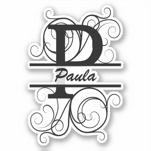 渦巻き形モノグラム文字；あなたの名前の宇宙 シール (正面)