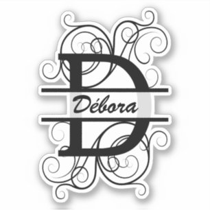 渦巻き形モノグラム文字；あなたの名前の宇宙 シール