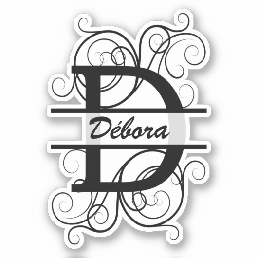 渦巻き形モノグラム文字;あなたの名前の宇宙 シール (正面)