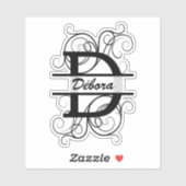 渦巻き形モノグラム文字;あなたの名前の宇宙 シール (シート)