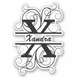 渦巻き形モノグラム文字；あなたの名前の宇宙 シール