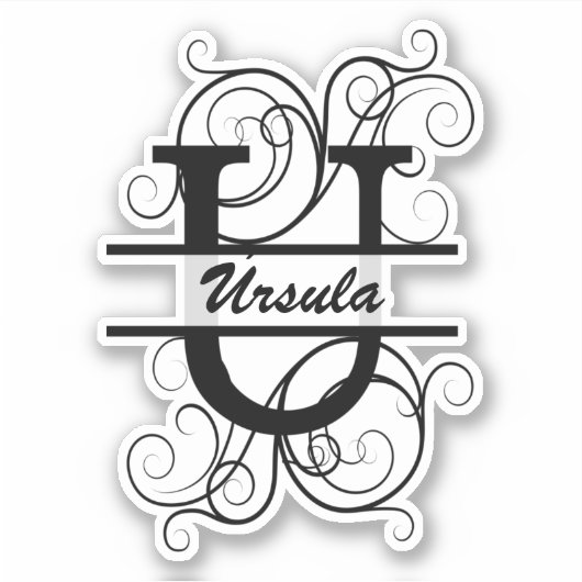 渦巻き形モノグラム文字；あなたの名前の宇宙 シール (正面)