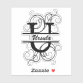 渦巻き形モノグラム文字；あなたの名前の宇宙 シール (シート)