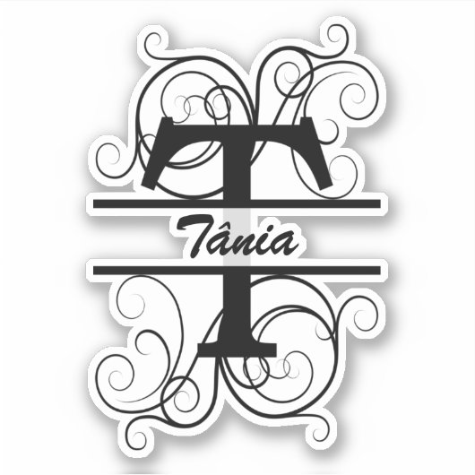 渦巻き形モノグラム文字；あなたの名前の宇宙 シール (正面)