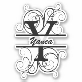 渦巻き形モノグラム文字；あなたの名前の宇宙 シール