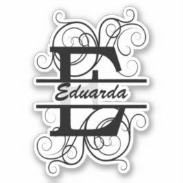 渦巻き形モノグラム文字；あなたの名前の宇宙 シール