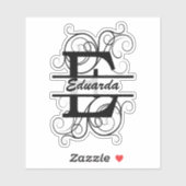 渦巻き形モノグラム文字；あなたの名前の宇宙 シール (シート)