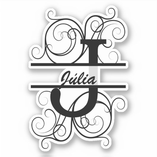 渦巻き形モノグラム文字；あなたの名前の宇宙 シール (正面)