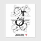 渦巻き形モノグラム文字；あなたの名前の宇宙 シール (シート)