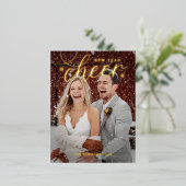 渦巻き応援ホイル幸せな新年のカードはがき 箔シーズンポストカード (立ち正面)