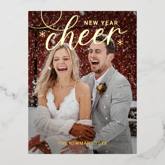 渦巻き応援ホイル幸せな新年のカードはがき 箔シーズンポストカード (正面)