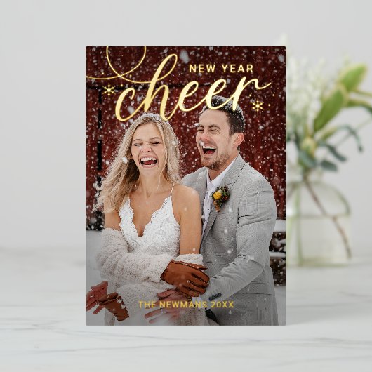 渦巻き応援ホイル新年フォトカード 箔シーズンカード (立ち正面)