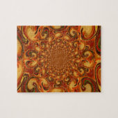 渦巻き抽象芸術オレンジ、ブラウン、緑の色調 ジグソーパズル (横)