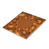 渦巻き抽象芸術オレンジ、ブラウン、緑の色調 タイル (側面)