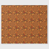 渦巻き抽象芸術オレンジ、ブラウン、緑の色調 ラッピングペーパー (フラット)