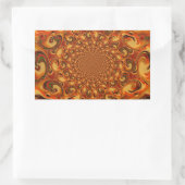 渦巻き抽象芸術オレンジ、ブラウン、緑の色調 長方形シール (バッグ)