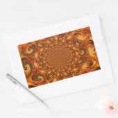渦巻き抽象芸術オレンジ、ブラウン、緑の色調 長方形シール (封筒)