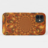 渦巻き抽象芸術オレンジ、ブラウン、緑の色調 Case-Mate iPhoneケース (裏面(横))