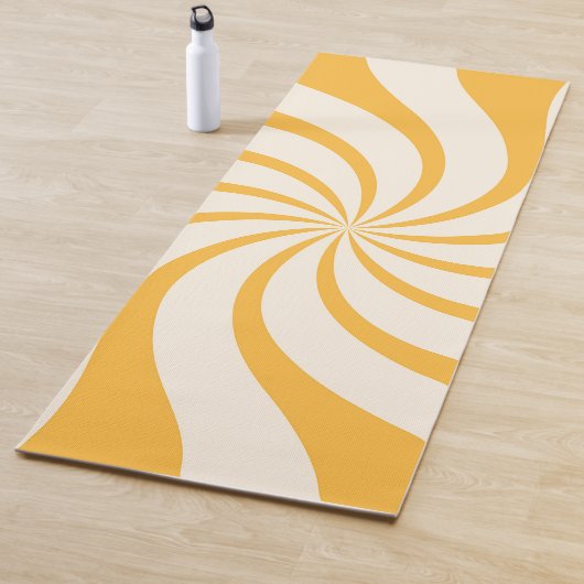 渦巻き抽象芸術パターン（黄色とアーモンドクリーム） ヨガマット (インサイチュ)