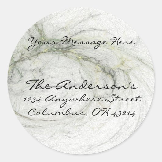 渦巻き抽象芸術背景差出人住所ラベル ラウンドシール (正面)