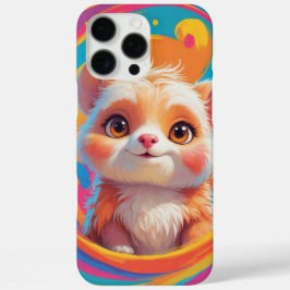 渦巻き旋回で愛らしいカラフル子犬 iPhone 16 PRO MAXケース