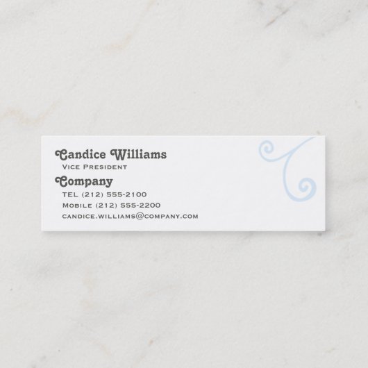 渦巻き旋回とスクリプトテンプレート スキニー名刺 (裏面)