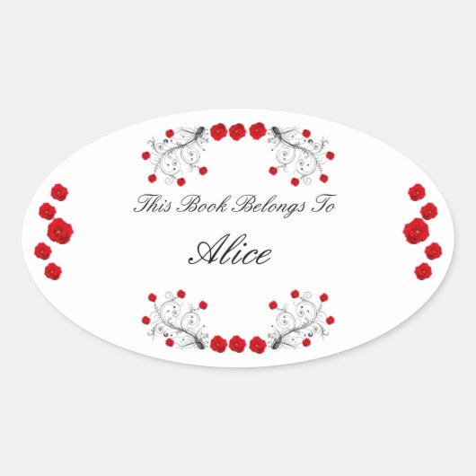 渦巻き旋回とバラ 楕円形シール (正面)