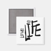 渦巻き旋回とファンキーフォントで人生を愛し、黒 マグネット (正面/裏面)