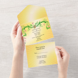 渦巻き旋回と蝶 オールインワン招待状