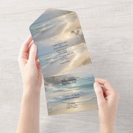 渦巻き旋回と蝶 オールインワン招待状 (貼ってはがせる)