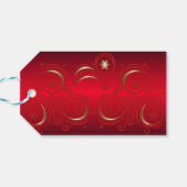 渦巻き旋回と雪片レッドと金ゴールド ギフトタグ (裏面横)