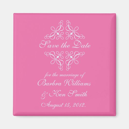 渦巻き旋回はキャンディピンクの日付マグネットを保存 マグネット (正面)