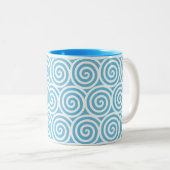 渦巻き旋回スパイラルターコイズと白 ツートーンマグカップ (正面右)