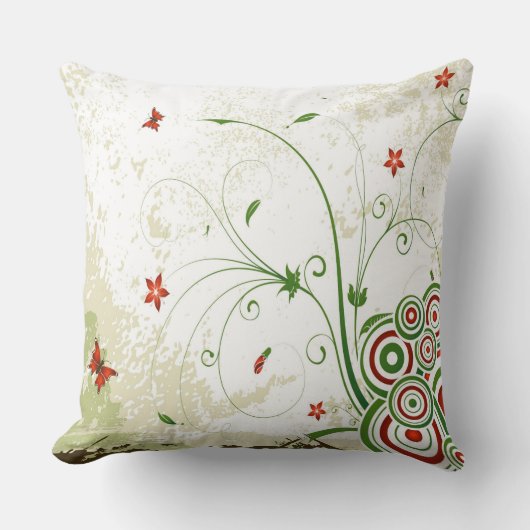 渦巻き旋回、蝶と球体 クッション (正面)