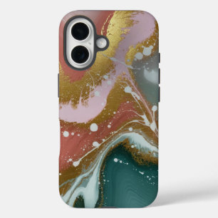 渦巻き模様と流体を持つ抽象芸術の優雅さ iPhone 16ケース