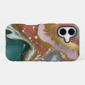 渦巻き模様と流体を持つ抽象芸術の優雅さ iPhone 16ケース (裏面横)