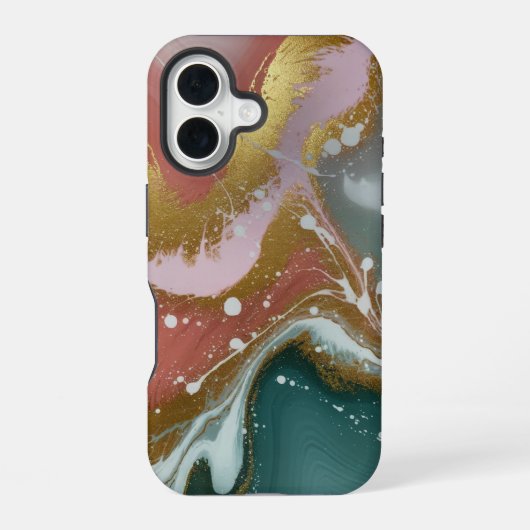 渦巻き模様と流体を持つ抽象芸術の優雅さ iPhone 16ケース (裏面)