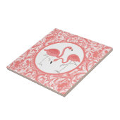 渦巻き模様のピンクのフラミンゴのかわいいペア タイル (側面)