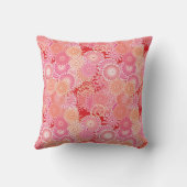 渦巻き模様、ピンク、サンゴ、桃とクリーム クッション (裏面)